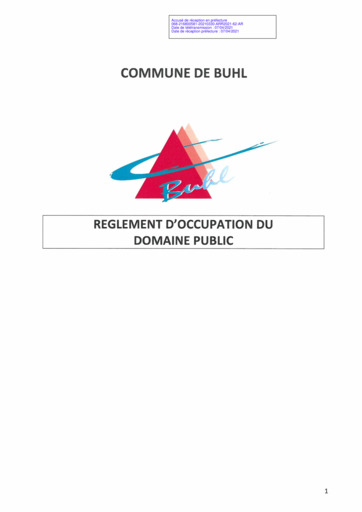 REGLEMENT D'OCCUPATION DU DOMAINE PUBLIC