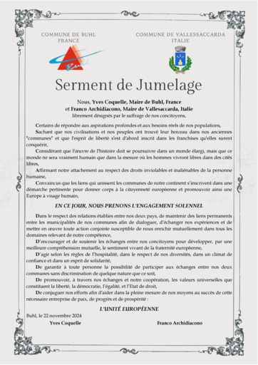 Serment de jumelage BUHL