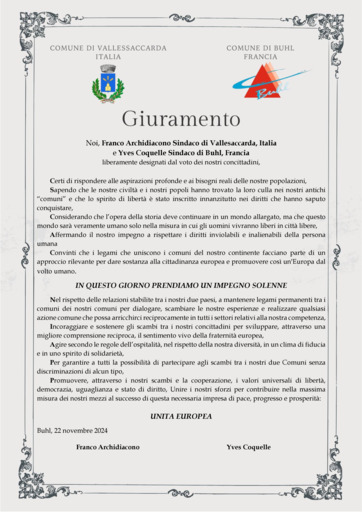 Serment de jumelage VALLESACCARDA